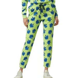 POM Amsterdam Sweatpants Organic Cotton Neon Green Blue Floral  Print Women's 40